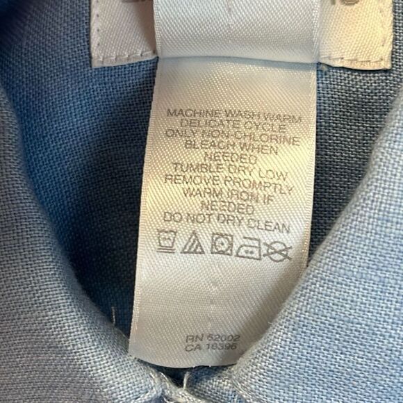 Set of 2 LIZ CLAIBORNE Liz Sport Tops Women's Medium Blue Linen Short Sleeve - Picture 12 of 15